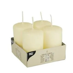 PAPSTAR * 4 50x80mm Pillar Candles Cream with Flat Head