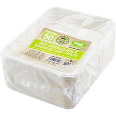 PPS Bagasse Chip Trays 19cm(7.5")*15cm(6") (50 Pack)