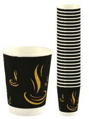 CaterGold 12OZ Paper Cups Ripple (for Hot & Cold use) 25PK