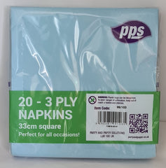 PPS 3 Ply Napkins Light Blue 33cm (20 Pcs)