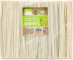 PPS Bio- Degradable Wooden Cutlery Knives (100 Pcs)