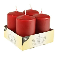 PAPSTAR * 4 50x80mm Pillar Candles Bordeaux