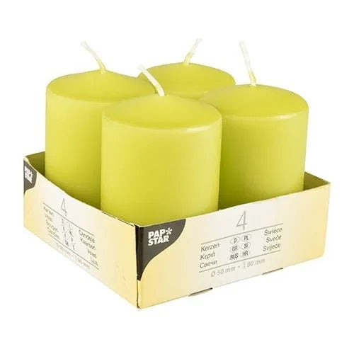 PAPSTAR * 4 50x80mm Pillar Candles Green