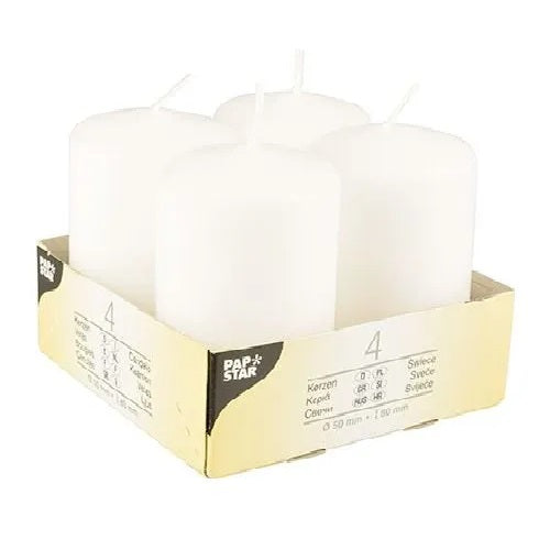 PAPSTAR * 4 50x80mm Pillar Candles White