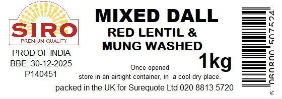 Siro Mixed Dall Red Lentil & Mung Washed 1KG