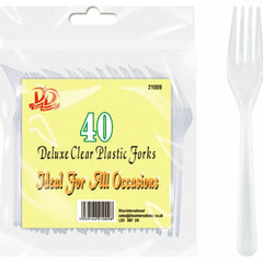 Dina Deluxe Clear Plastic Forks (40 Pack)