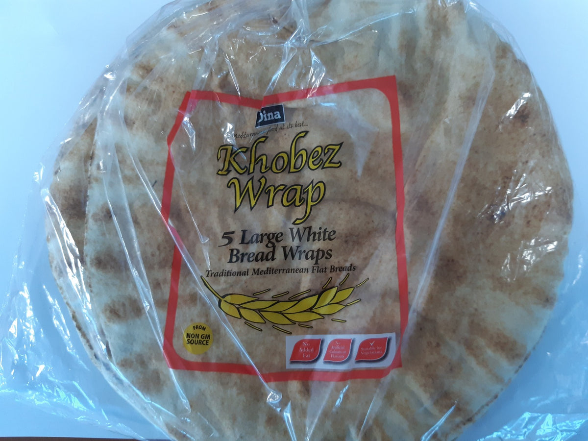 Dina Khobez Wrap 5 Large White Bread Wraps