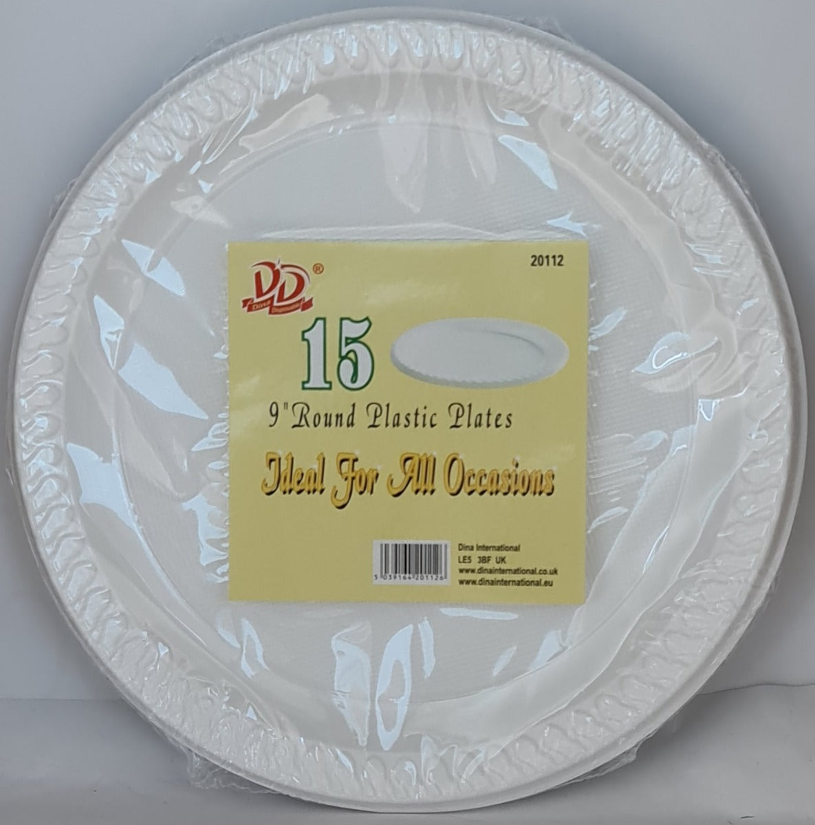 Dina Round Plastic Plates 9'' (15 Pcs)