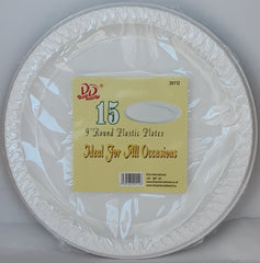 Dina Round Plastic Plates 9'' (15 Pcs)