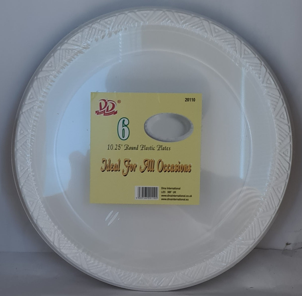 Dina Round Plastic Plates 10.25'' (6 Pcs)