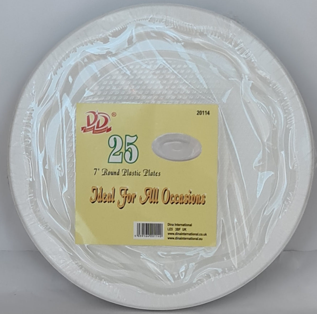 Dina Round Plastic Plates 7'' (25 Pcs)