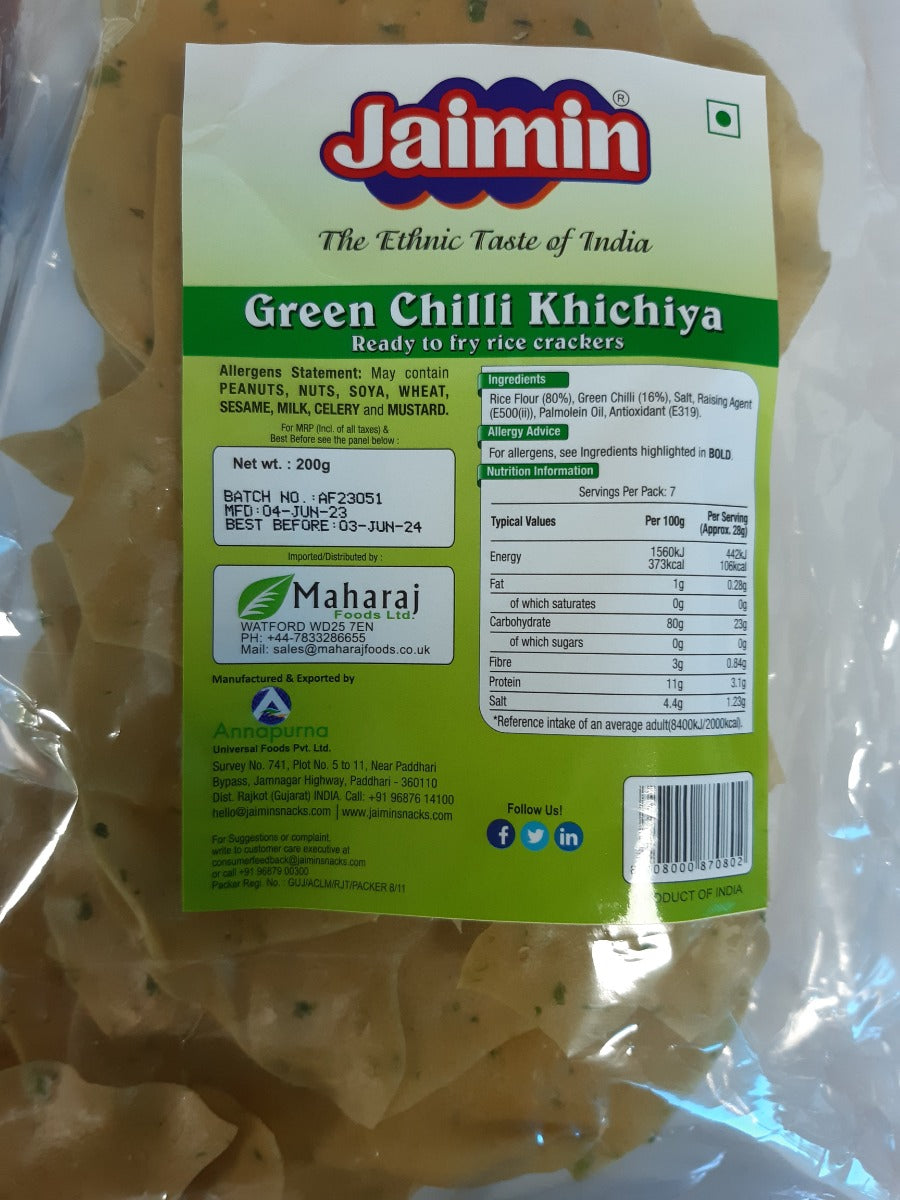 Jaimin Green Chilli Khichiya 200G