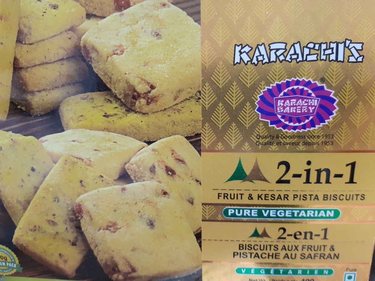 Karachi Bakery 2-in-1 Fruit & Kesar Pista Biscuits 400G