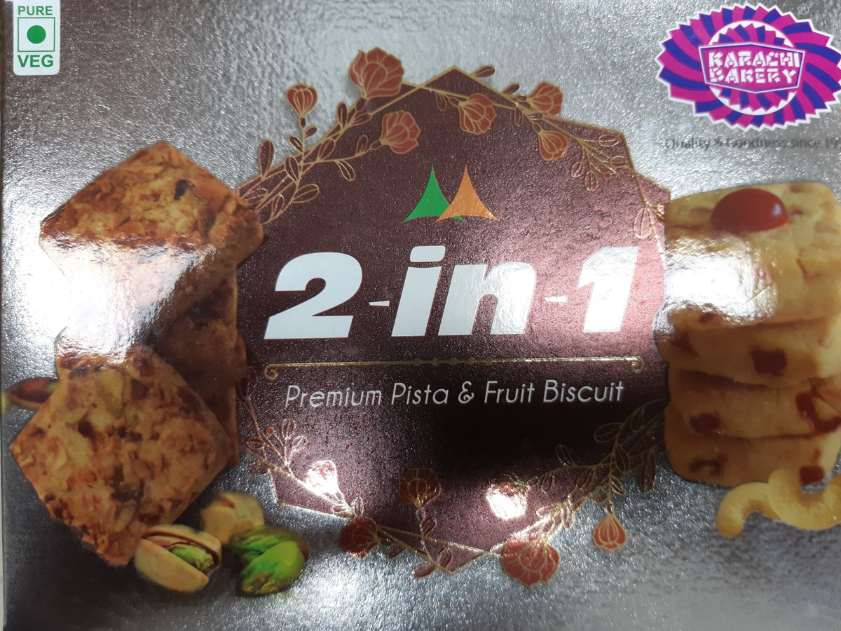 Karachi Bakery 2-in-1 Premium Pista & Fruit Biscuits 400G