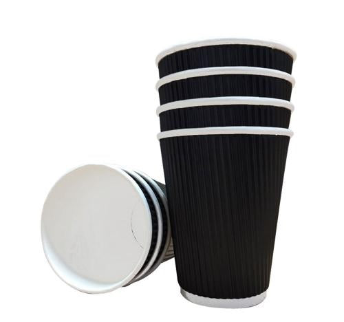 Majestic 12OZ Black Ripple Paper Cups 25PK