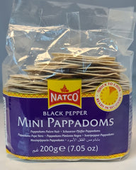 Natco Black Pepper Mini Pappadoms (Papad) 200g