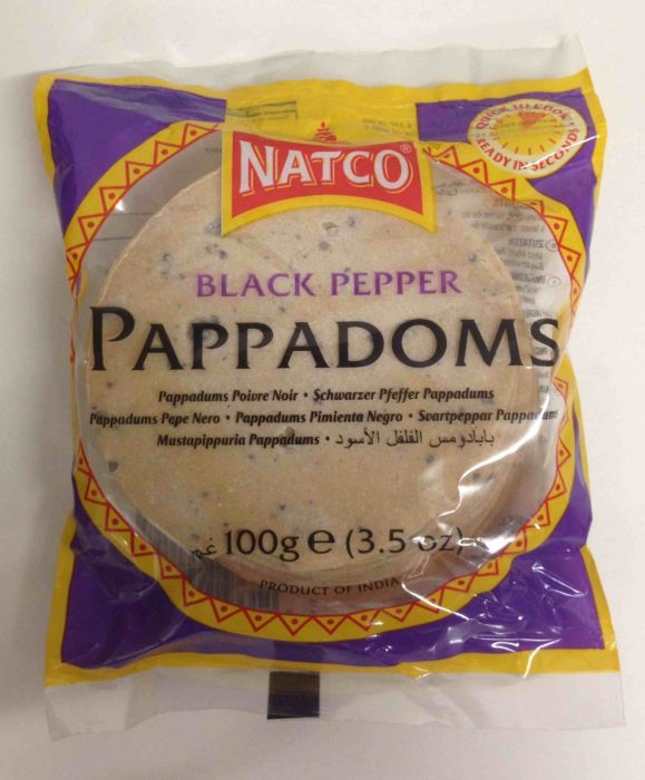 Natco Black Pepper Pappadoms (Papad) 100g