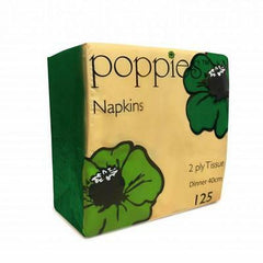 Poppies 2 Ply Dinner Napkins Forest Green 40cm (125 Pcs)