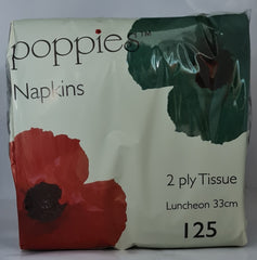 Poppies 2 Ply Napkins Forest Green 33cm (125 Pcs)