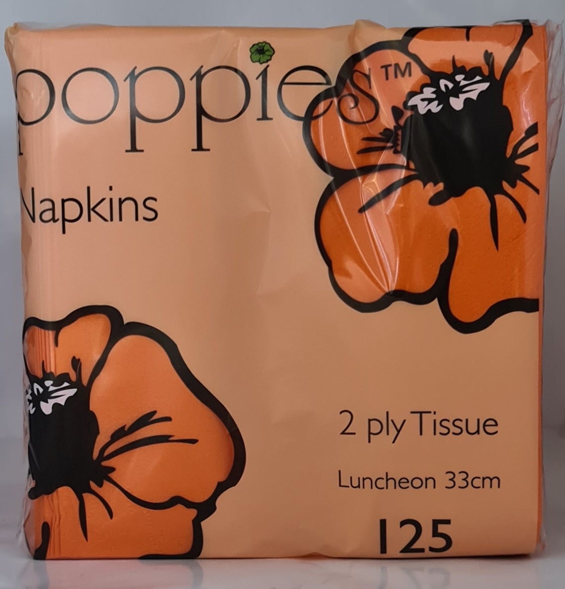 Poppies 2 Ply Napkins Orange 33cm (125 Pcs)