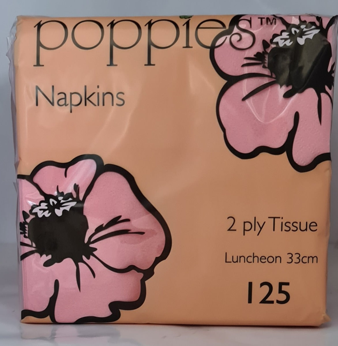Poppies 2 Ply Napkins Pink 33cm (125 Pcs)