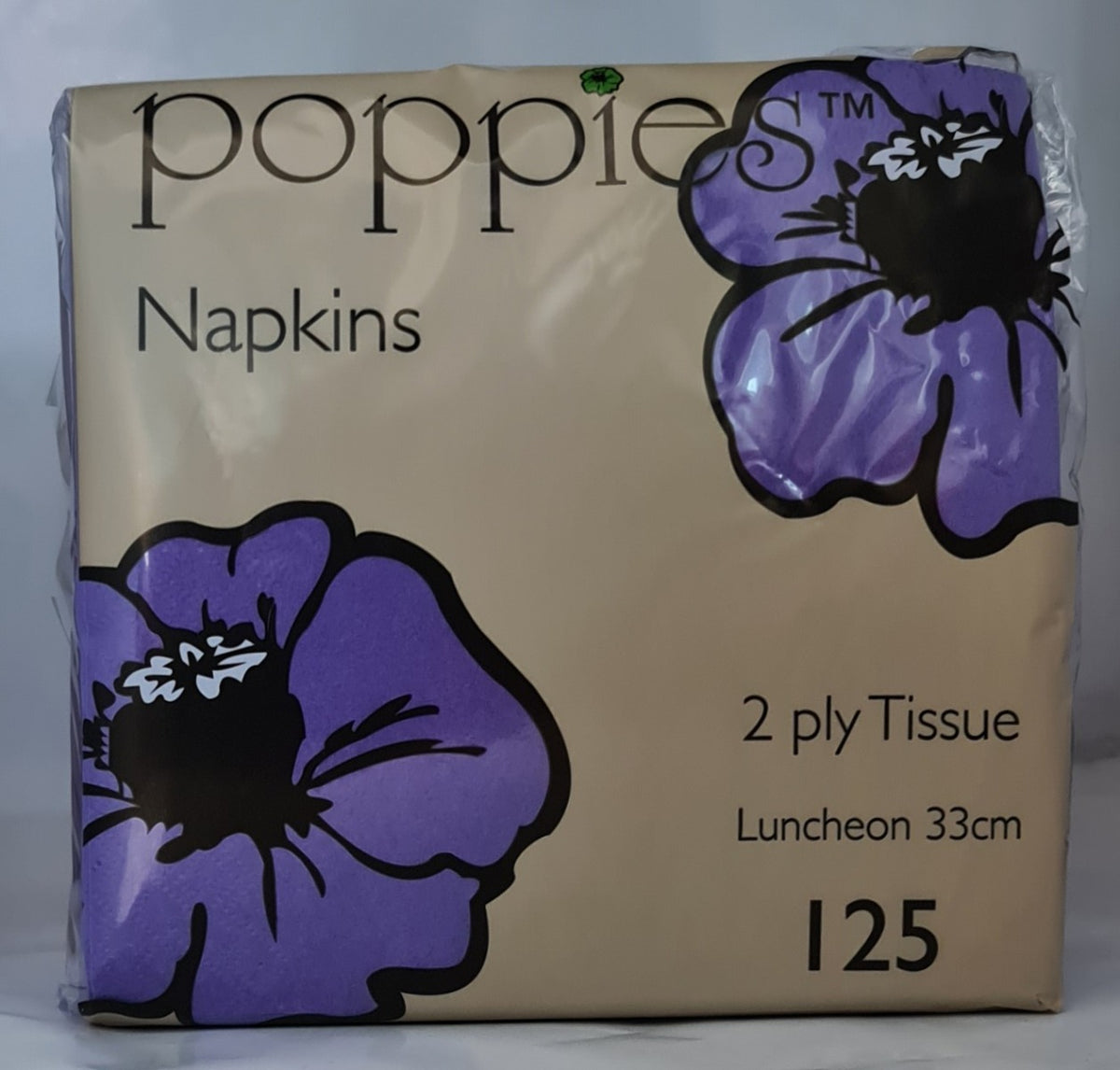 Poppies 2 Ply Napkins Purple 33cm (125 Pcs)