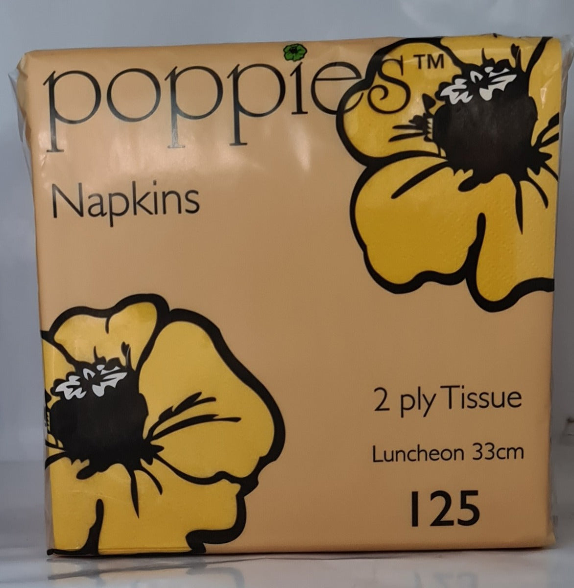 Poppies 2 Ply Napkins Yellow 33cm (125 Pcs)