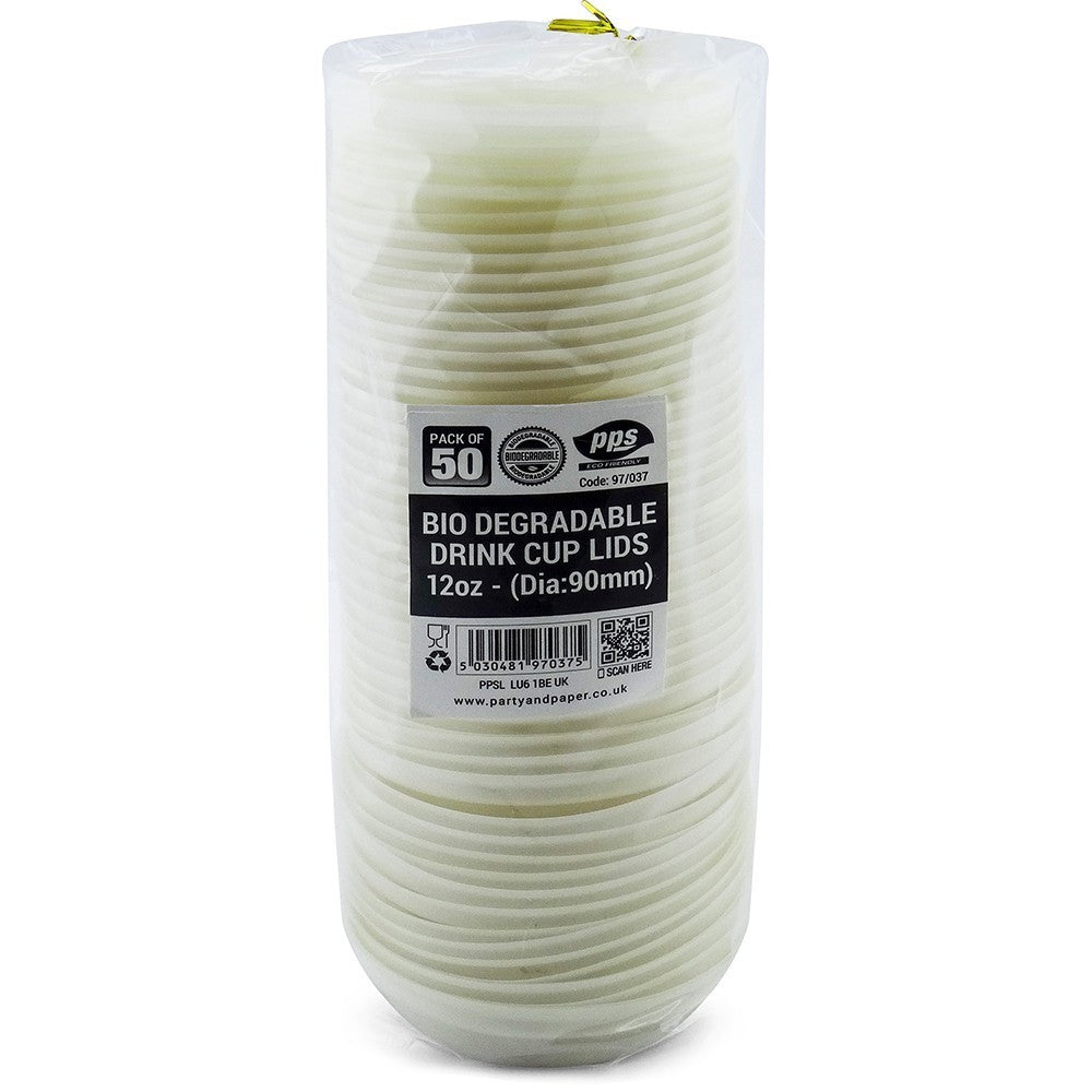 PPS Bio Degradable Drink lids 12oz (90mm) (50 Pcs)