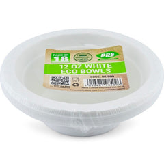 PPS White Eco Bowls 12 Oz (18 Pcs)