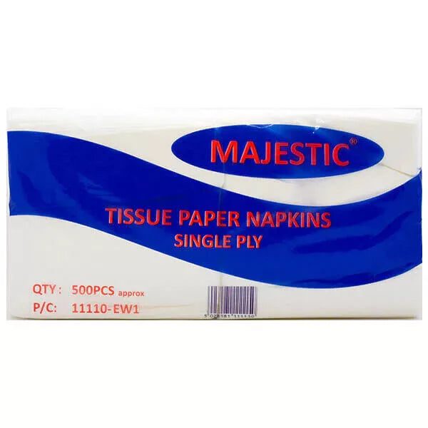 Majestic 1 Ply Tissue Paper Napkins White (500 Pcs)