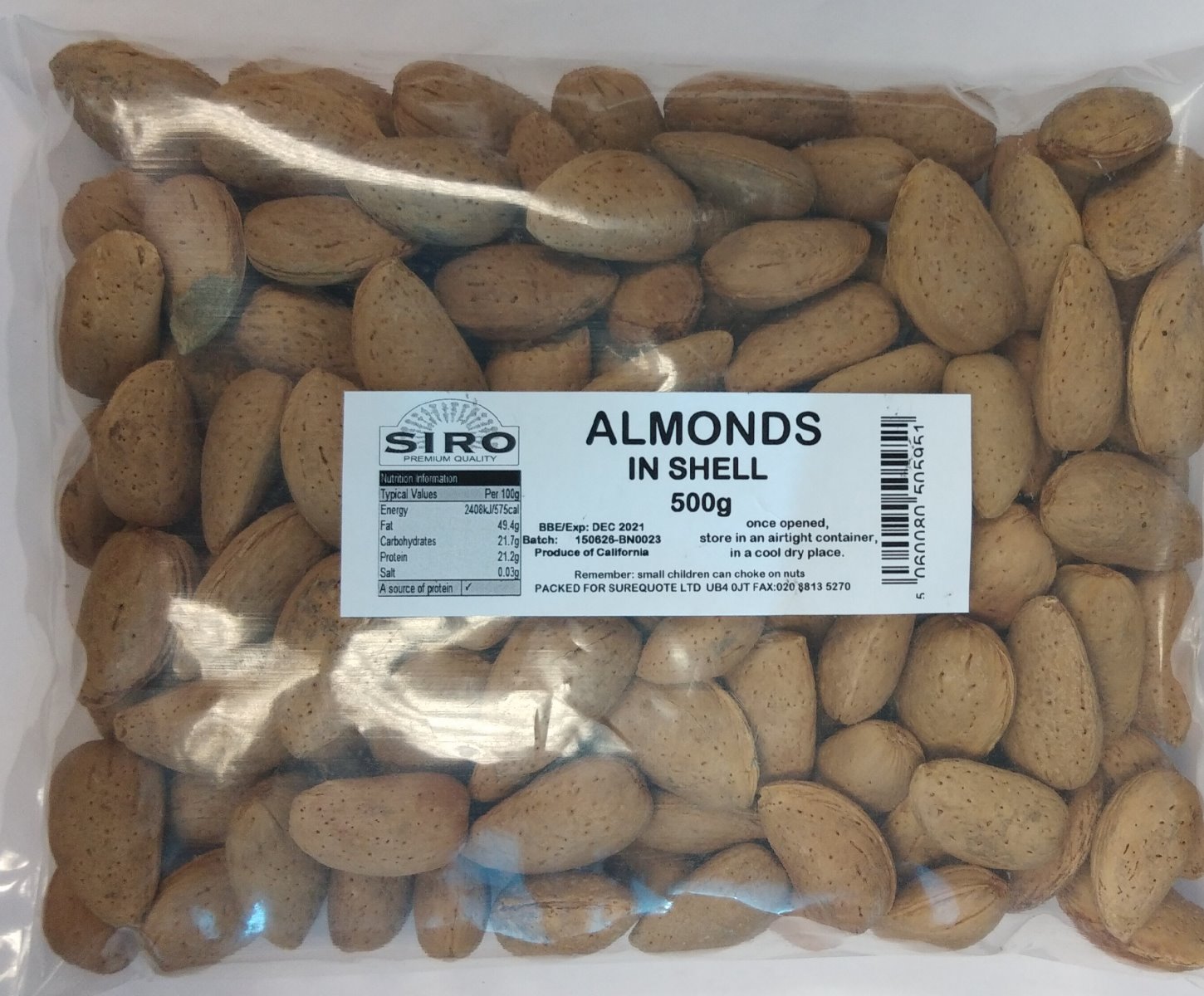 Siro Almonds In Shell 500g