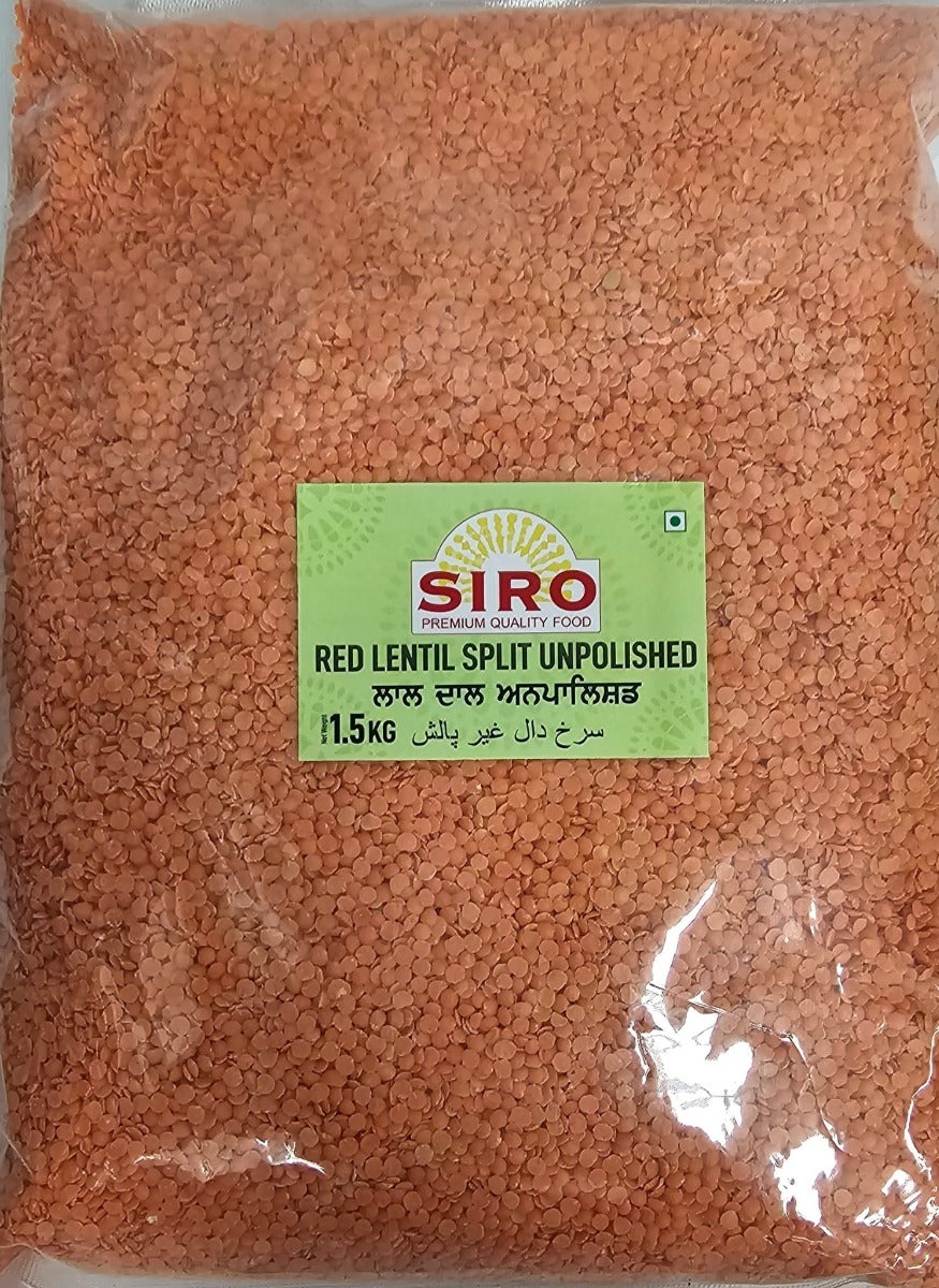 Siro Red Lentil Split Unpolished - 1.5Kg