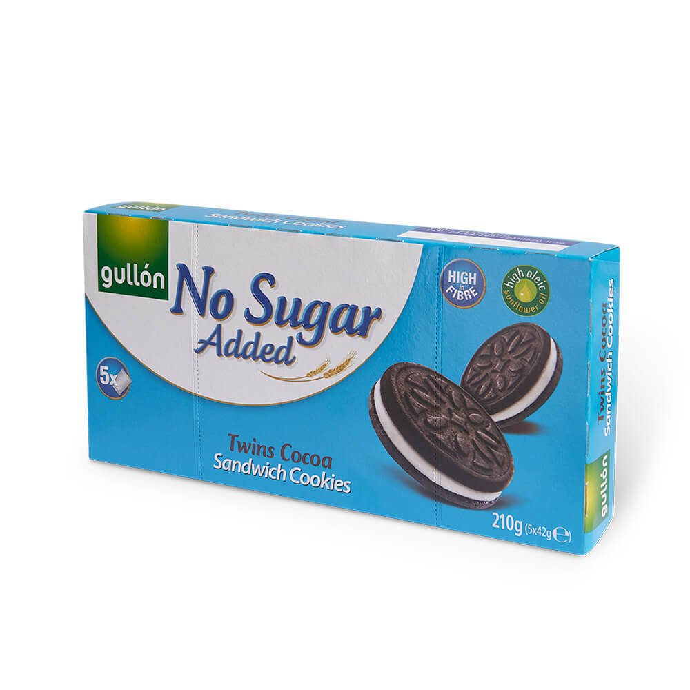 gullon No Sugar Added Twins Cocoa Sandwich Cookies 210g