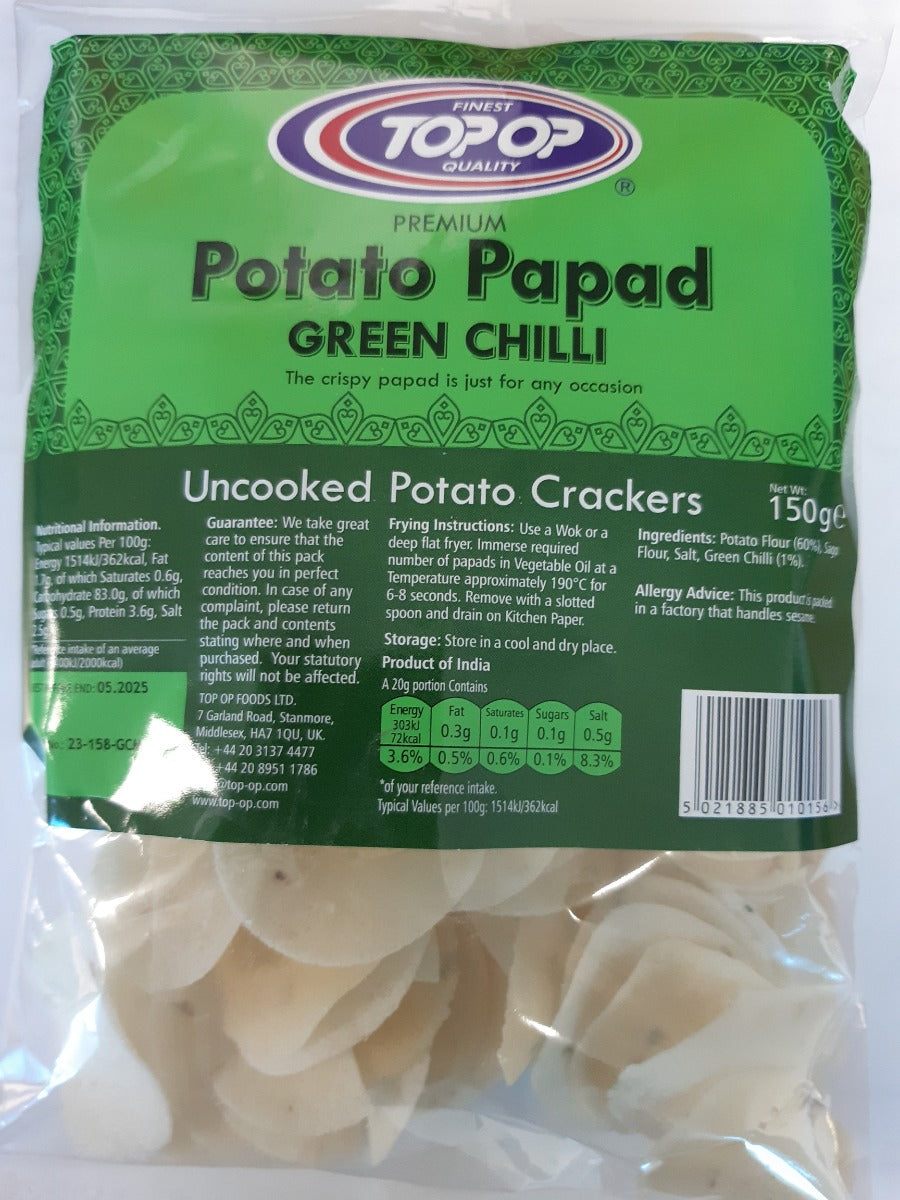 Topop Potato Papad Green Chilli 150G