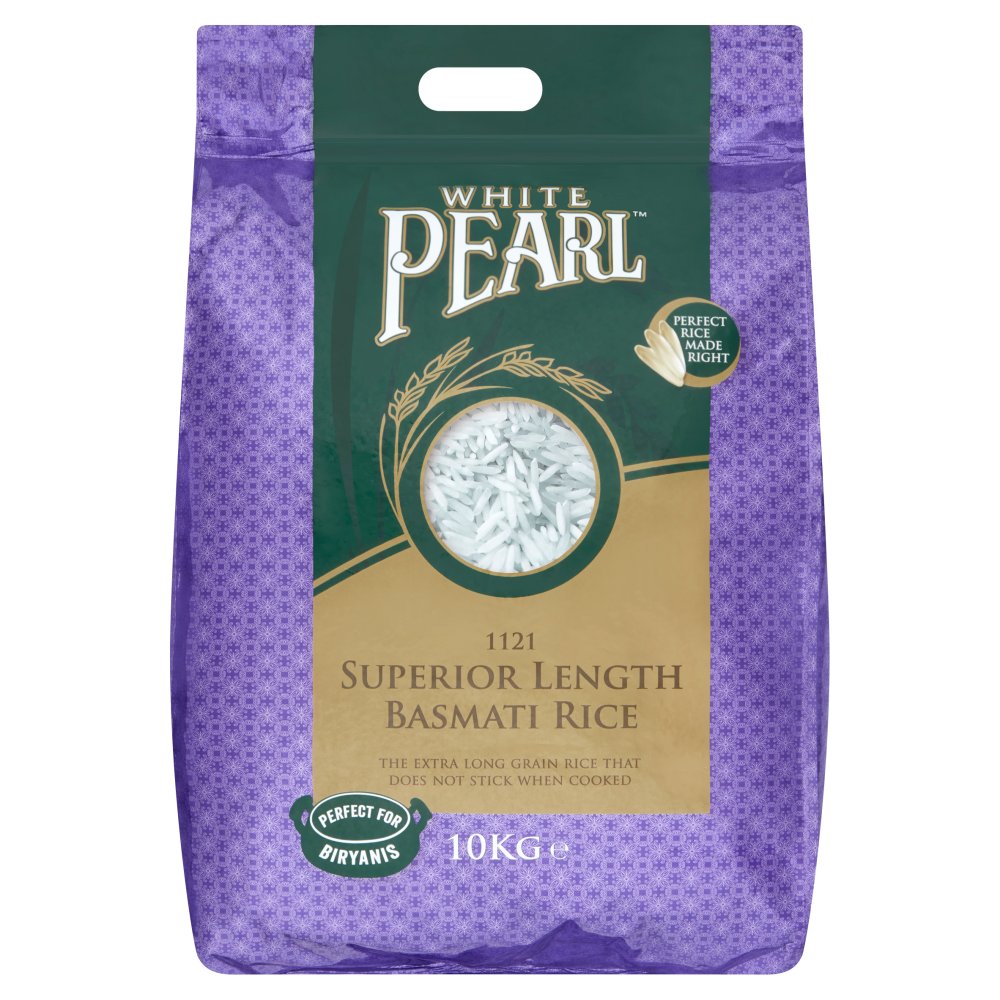 White Pearl 1121 Superior Length Basmati Rice 10kg – Sira Cash & Carry